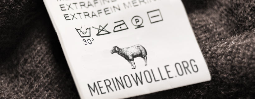Merino-Pullover Etikett mit Merino-Logo